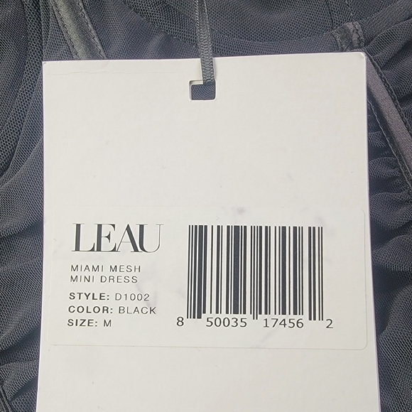 Leau Miami Mesh Mini Dress Sheer Black Ruched Sexy Club Party Size Medium NWT - Picture 4 of 5